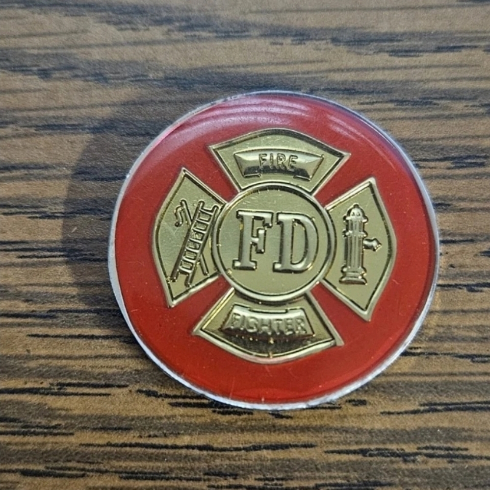 Firefighter/Firefighting/Fire Dept Cross Red And Gold Medallion Applique